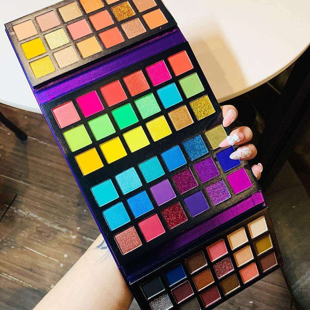 72 Color Eyeshadow Palette Pigment Board Shimmer Glitter Matte Finish, Rainbow Color, Nude Makeup All In One Makeup Palette For Music Festival
