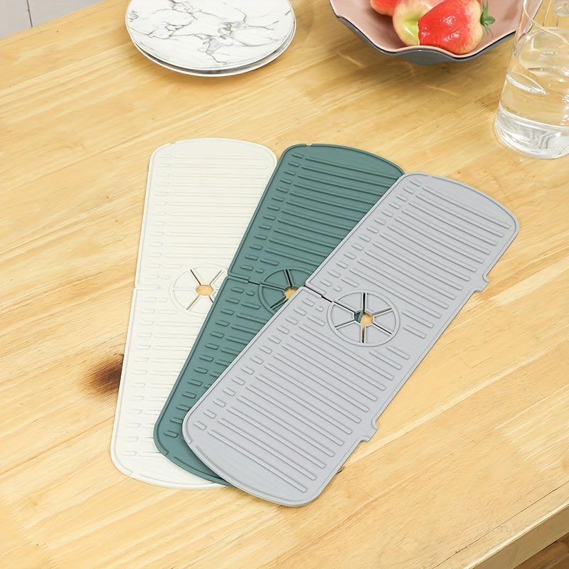 1pc Silicone Splash Guard - Sink Faucet Mat for Protecting Countertop and Dishes with Dish Drying Function