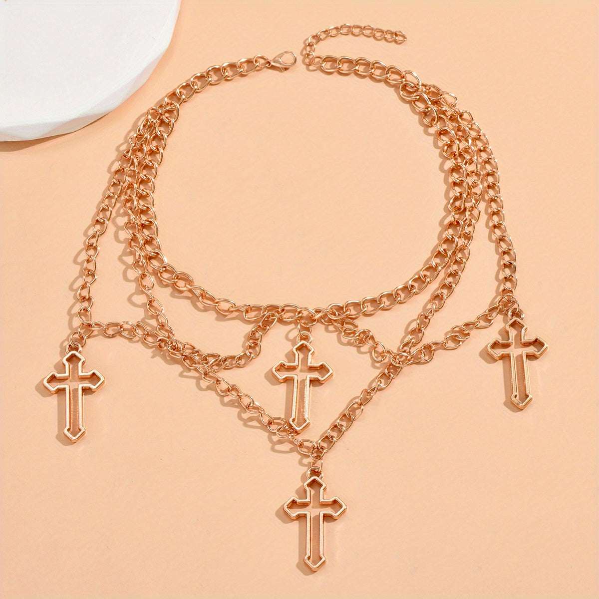 1pc Fashionable Gothic Criss Cross Multi-element Multi-Layer Necklace Chain