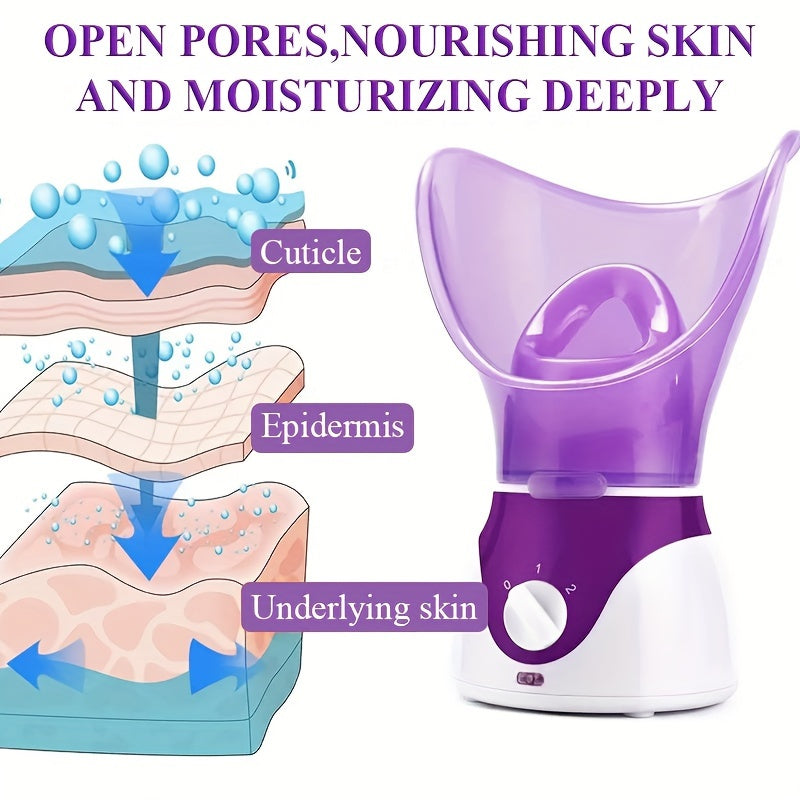 1pc Facial Steamer with Face Cover and Measure Cup, US Plug, Facial Skin Humidifier