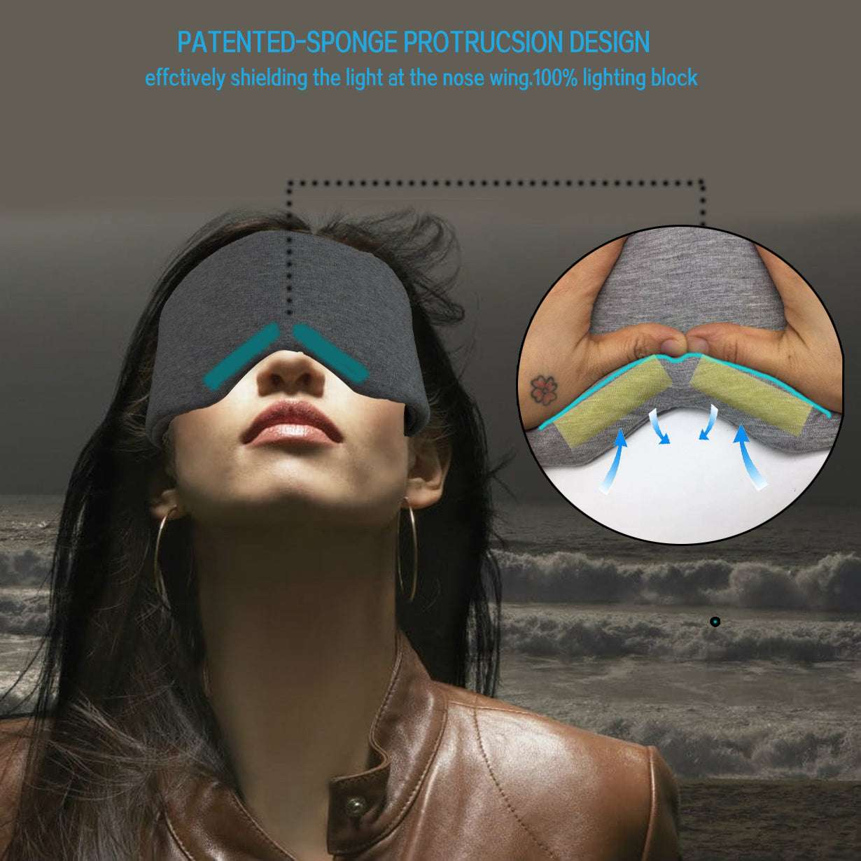 1pc Luxury Oversized Cotton Eye Mask - Adjustable Comfort, Total Darkness Sleep Blindfold with Nose Pad - Soft, Reusable & Ideal for Uninterrupted Rest