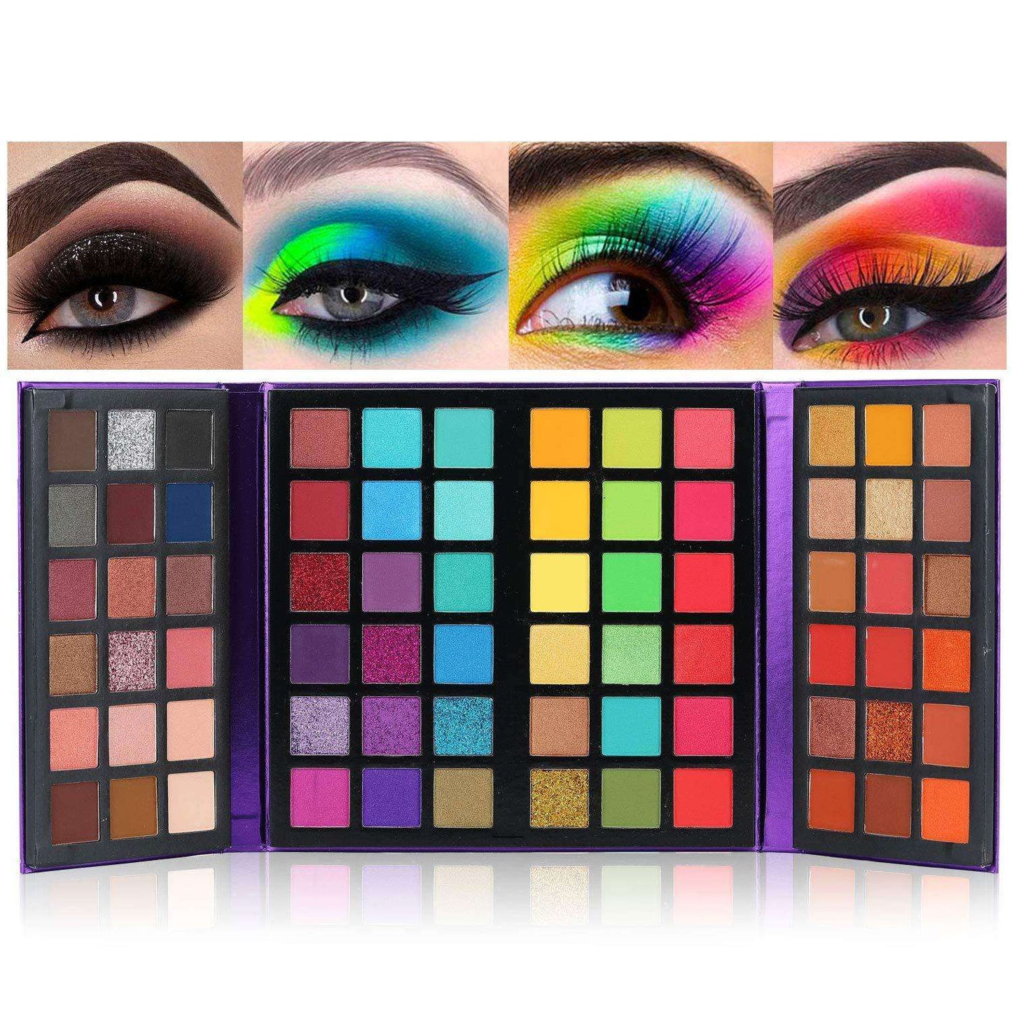 72 Color Eyeshadow Palette Pigment Board Shimmer Glitter Matte Finish, Rainbow Color, Nude Makeup All In One Makeup Palette For Music Festival