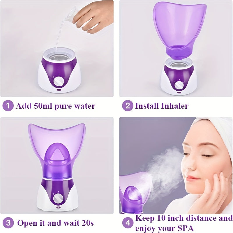 1pc Facial Steamer with Face Cover and Measure Cup, US Plug, Facial Skin Humidifier