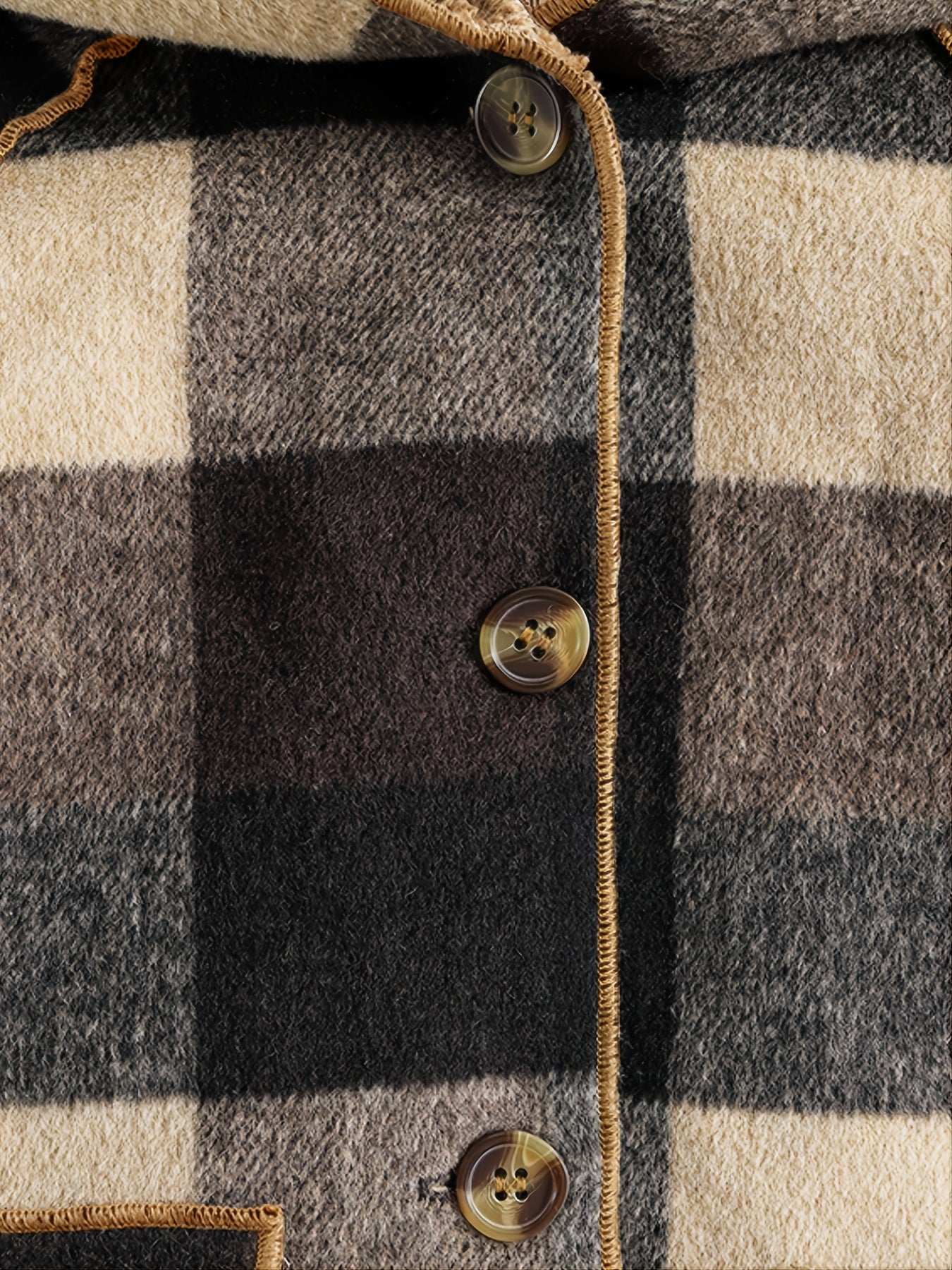 Cozy Boys' Plaid Hooded Jacket - Warm, Button-Front, Soft Plush Lining, Water-Resistant, Winter Kids' Clothing for Outdoor Play