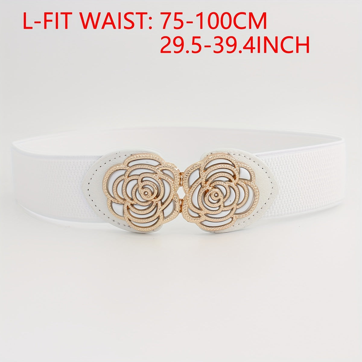 Vintage Stretch Wide Waist Belt For Women Dress Waistband Metal Leaf Buckle