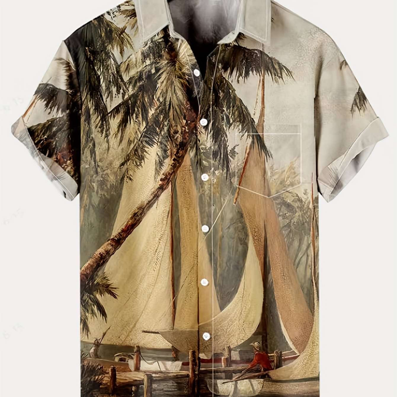 Stylish Men's Hawaiian Shirt with Vibrant Coconut Tree Print - Perfect for Beach Vacations and Summer Parties
