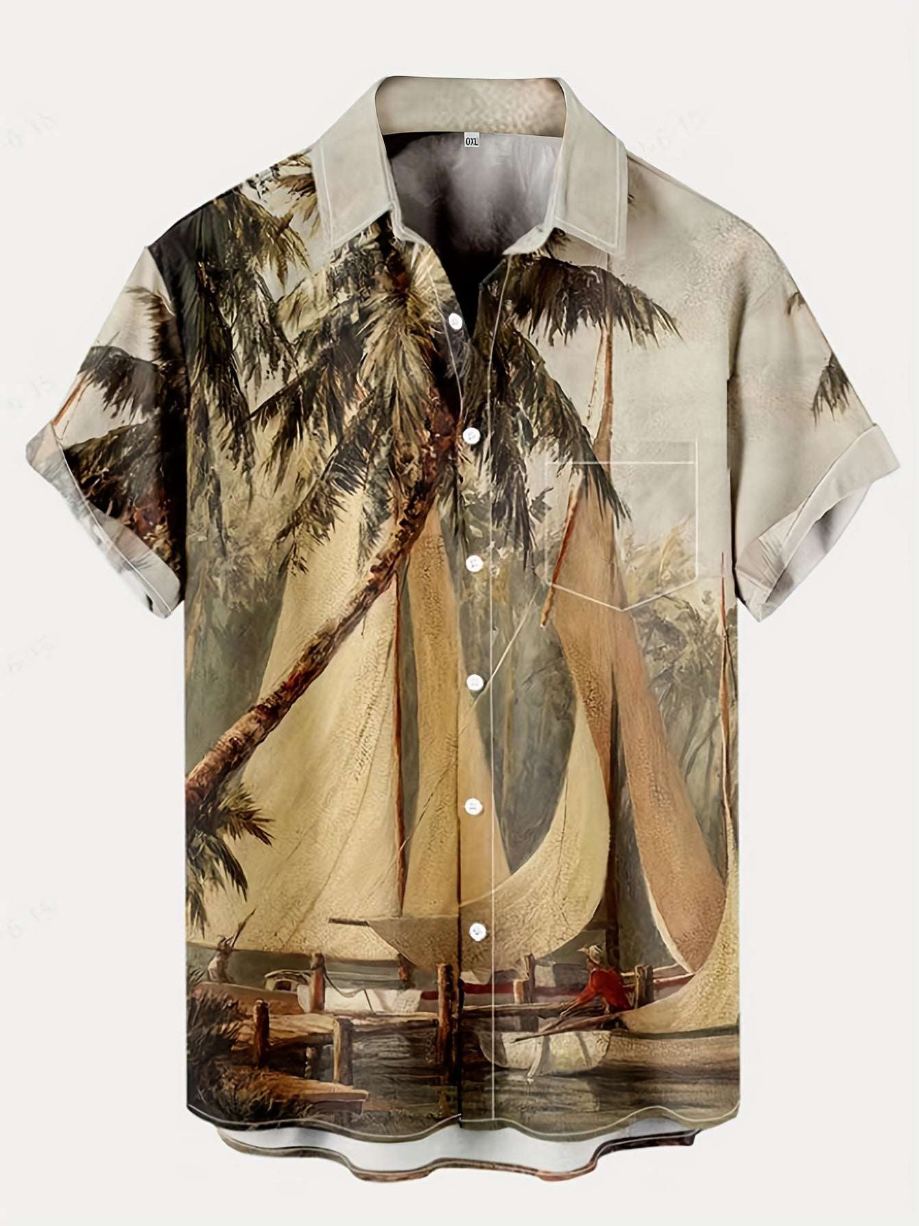 Stylish Men's Hawaiian Shirt with Vibrant Coconut Tree Print - Perfect for Beach Vacations and Summer Parties
