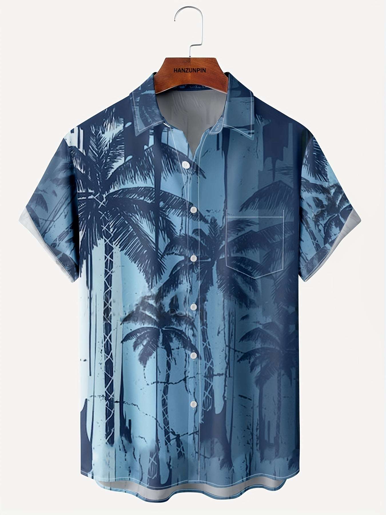 Stylish Men's Hawaiian Shirt with Vibrant Coconut Tree Print - Perfect for Beach Vacations and Summer Parties