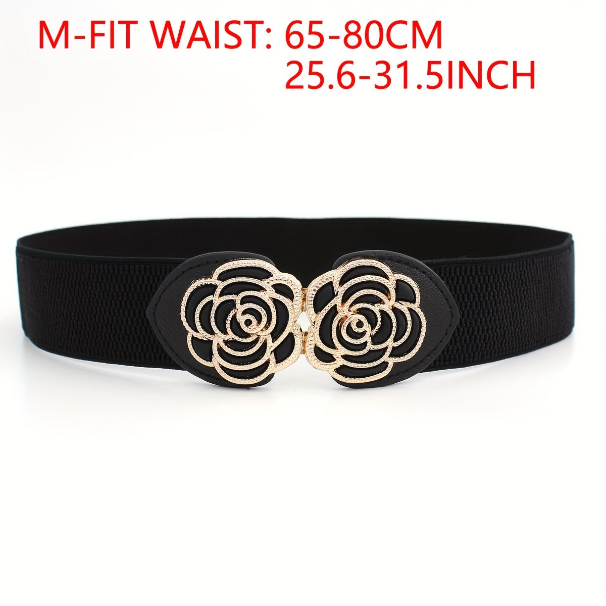 Vintage Stretch Wide Waist Belt For Women Dress Waistband Metal Leaf Buckle