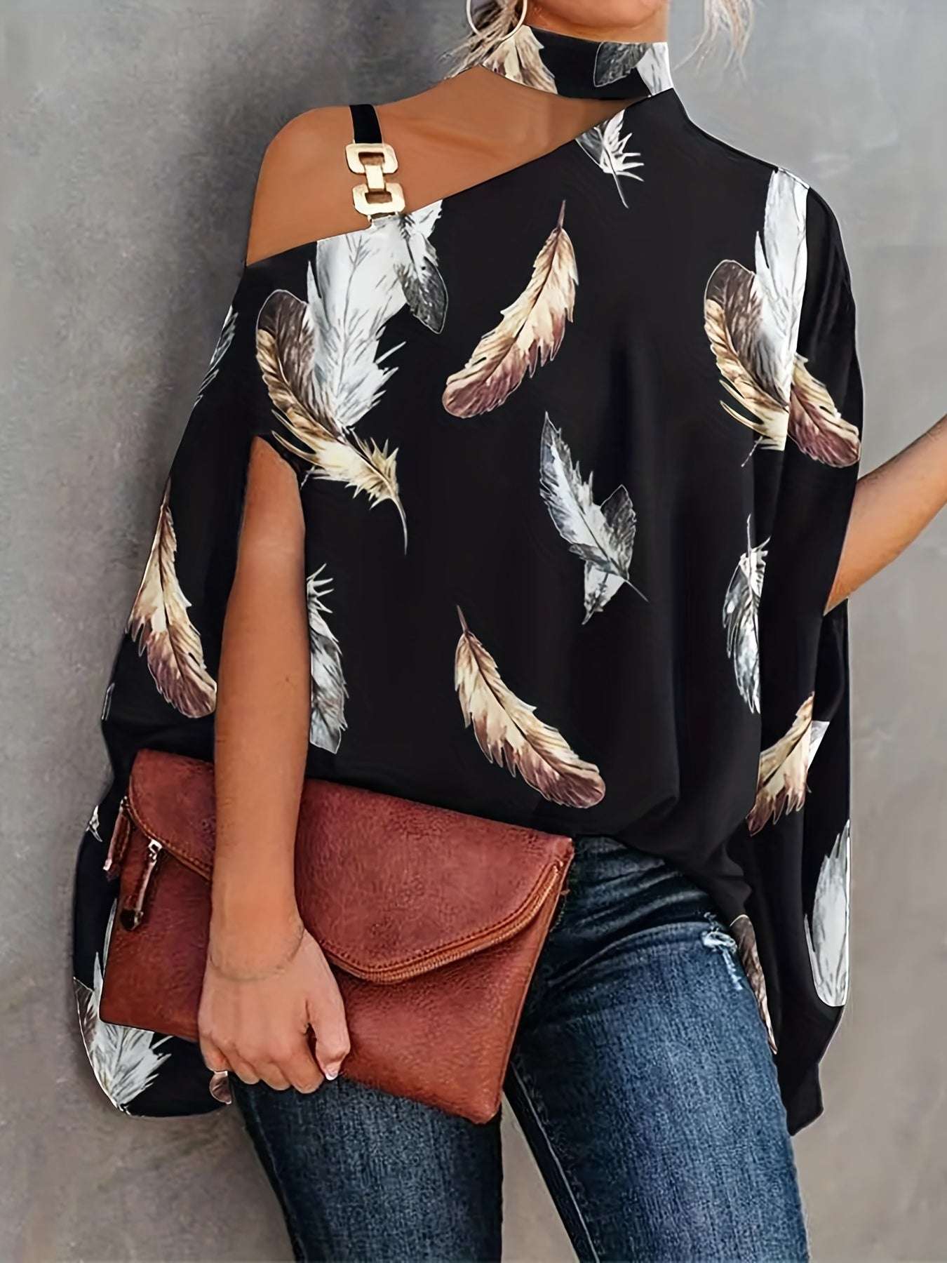 Women's Blouse Summer Halter Batwing Sleeve Floral Print Blouse