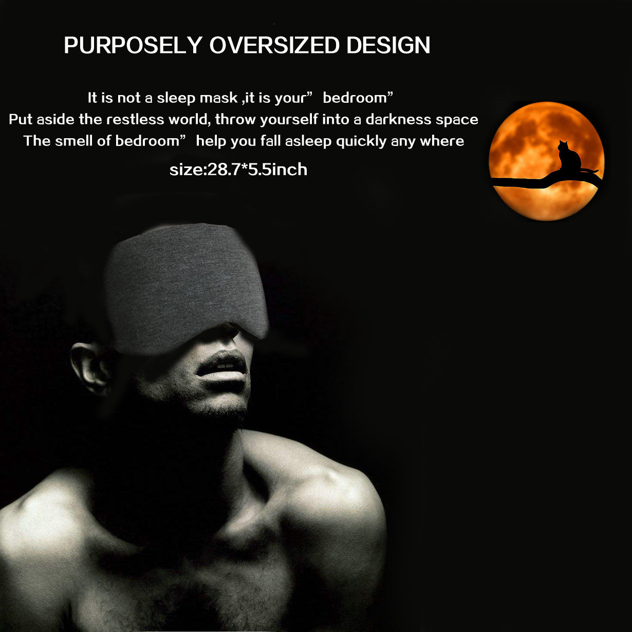 1pc Luxury Oversized Cotton Eye Mask - Adjustable Comfort, Total Darkness Sleep Blindfold with Nose Pad - Soft, Reusable & Ideal for Uninterrupted Rest