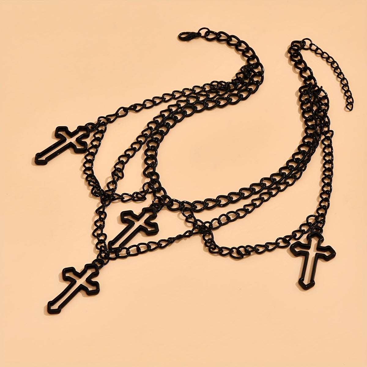 1pc Fashionable Gothic Criss Cross Multi-element Multi-Layer Necklace Chain