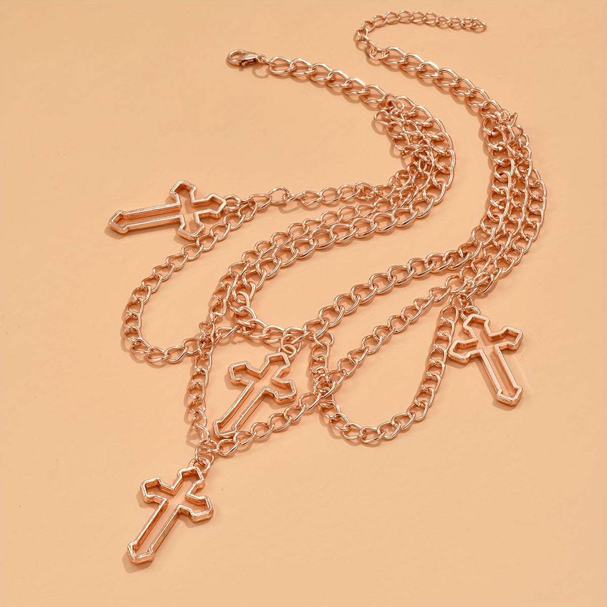 1pc Fashionable Gothic Criss Cross Multi-element Multi-Layer Necklace Chain