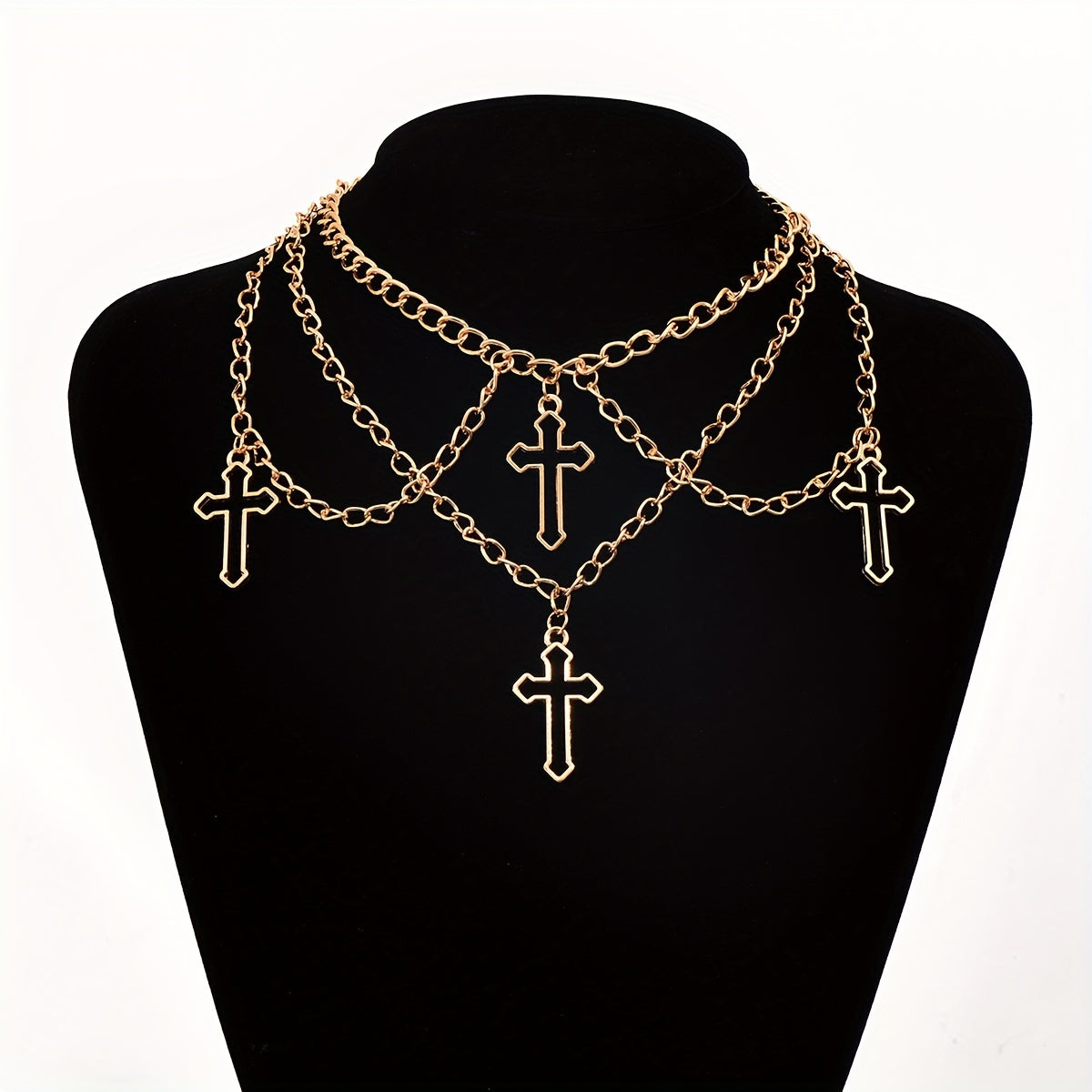 1pc Fashionable Gothic Criss Cross Multi-element Multi-Layer Necklace Chain