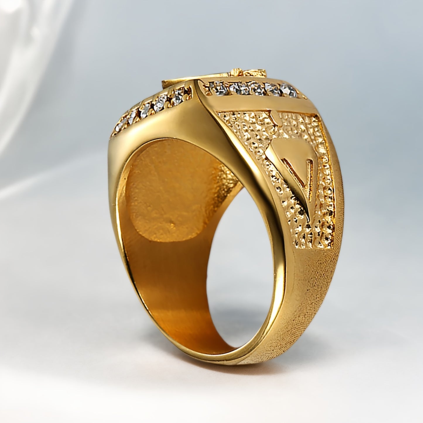 1pc Punk Vintage Men's Stainless Steel Signet Ring, Valentine's Day Gift For Men/Boyfriend/Dad