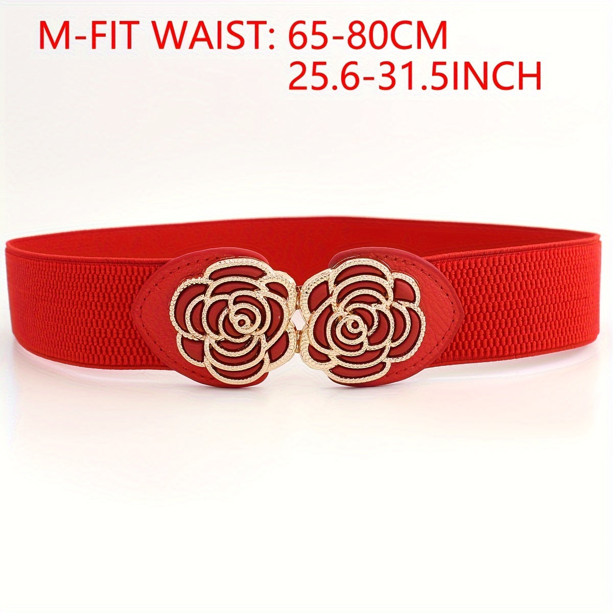 Vintage Stretch Wide Waist Belt For Women Dress Waistband Metal Leaf Buckle