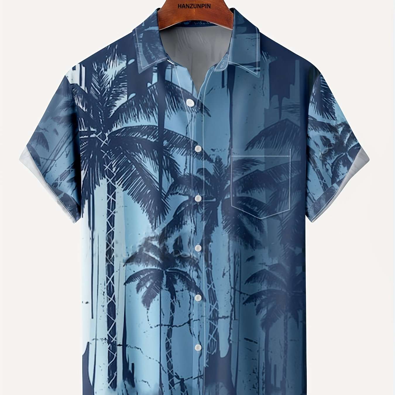 Stylish Men's Hawaiian Shirt with Vibrant Coconut Tree Print - Perfect for Beach Vacations and Summer Parties