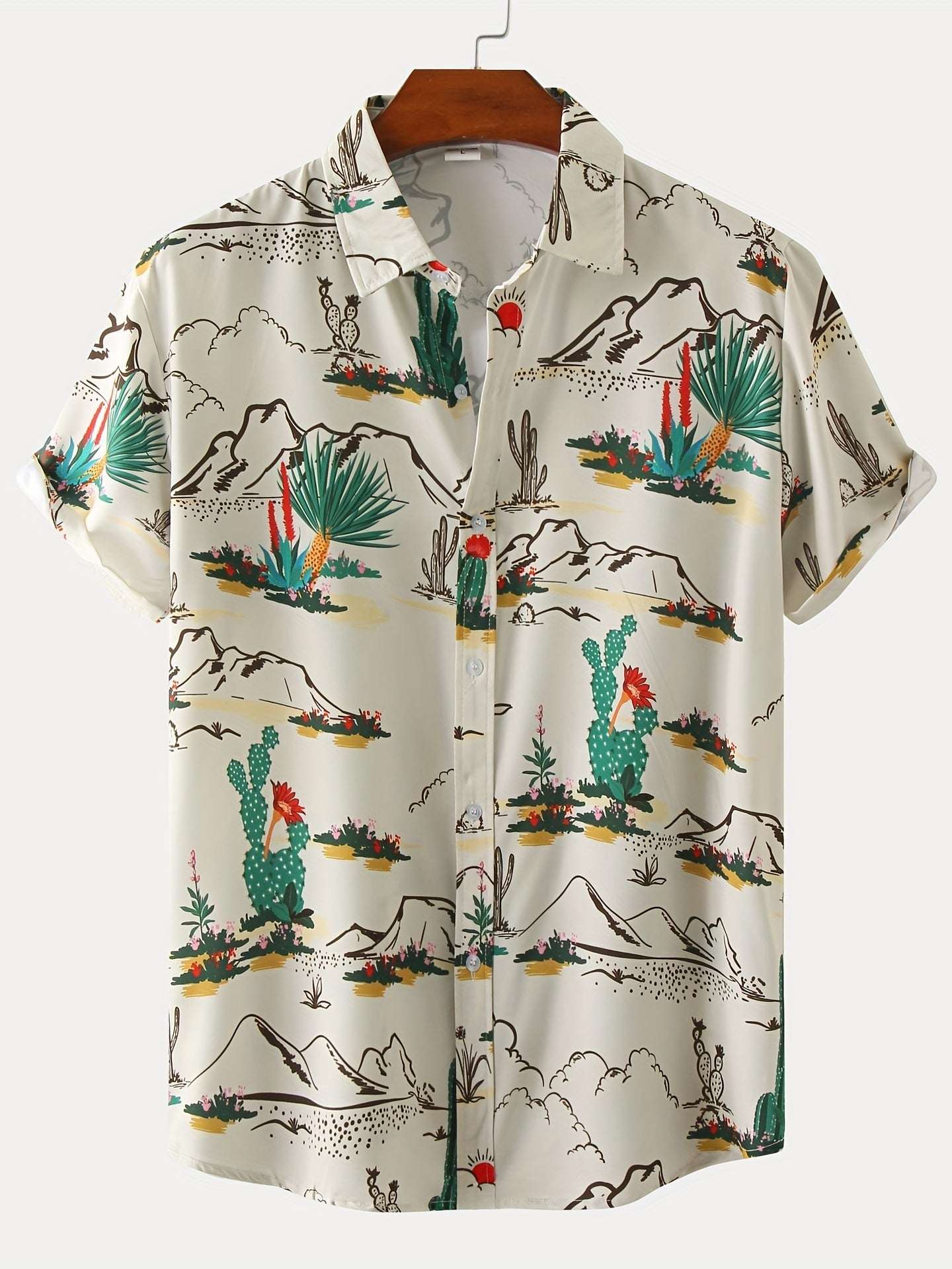 New For 2022, Men's Color Pattern Casual Short Sleeve Lapel Shirt