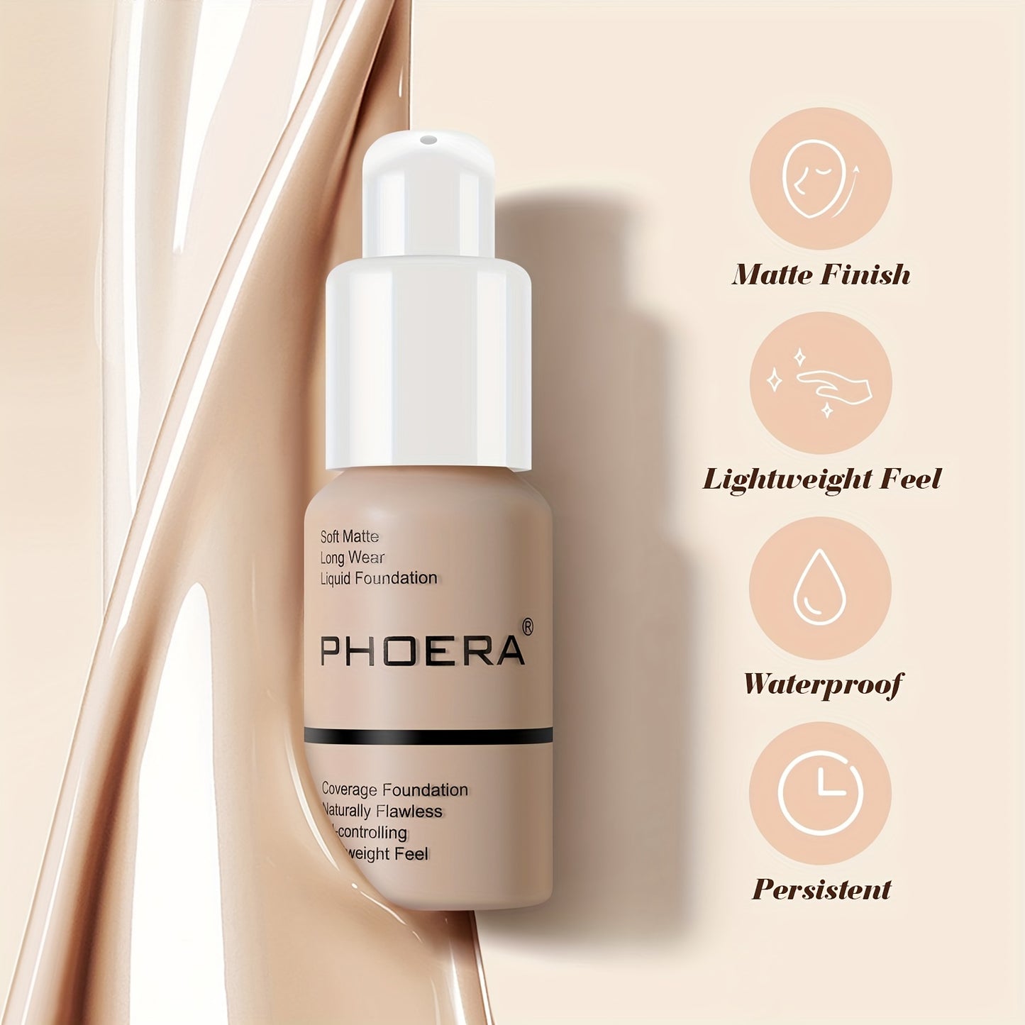 Radiant Glow Soft Matte Liquid Foundation - High Coverage, Flawless Finish, Long-lasting Highlighting Matte Effect