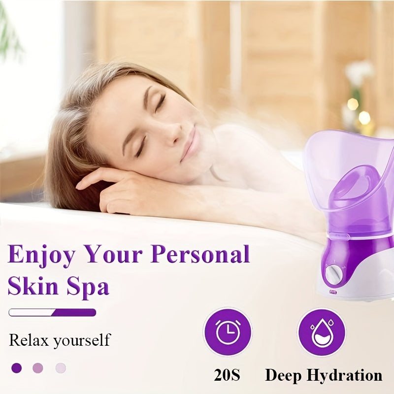 1pc Facial Steamer with Face Cover and Measure Cup, US Plug, Facial Skin Humidifier