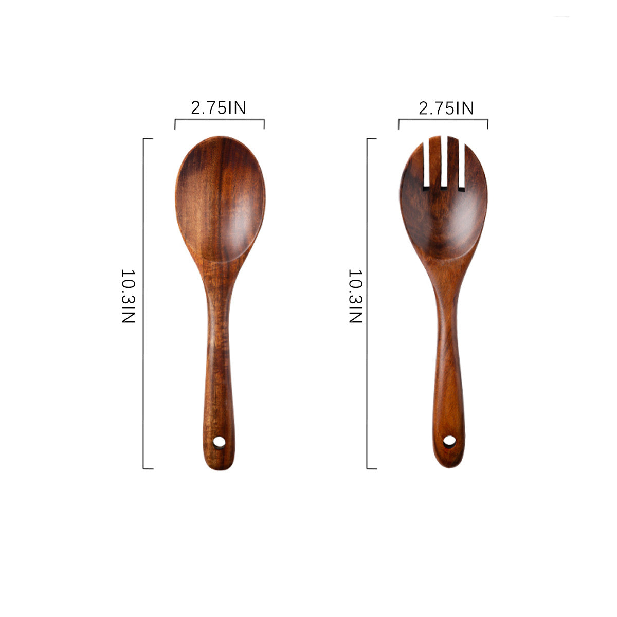 2-Pack Wooden Salad Servers Set - Acacia Wood, Rustic Charm, Durable Mixing Spoon & Fork with Long Handles, Perfect for Entertaining, Stylish Serving Utensils