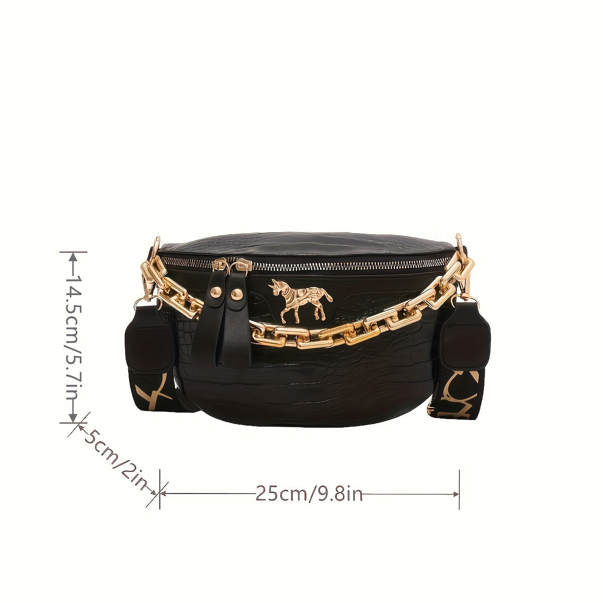 Crocodile Print Faux Leather Fanny Pack - Fashion-Forward Waist Bag for Travel, Sports & Style - Stylish Chain Accent, Durable Bum Bag for Hands-Free Convenience