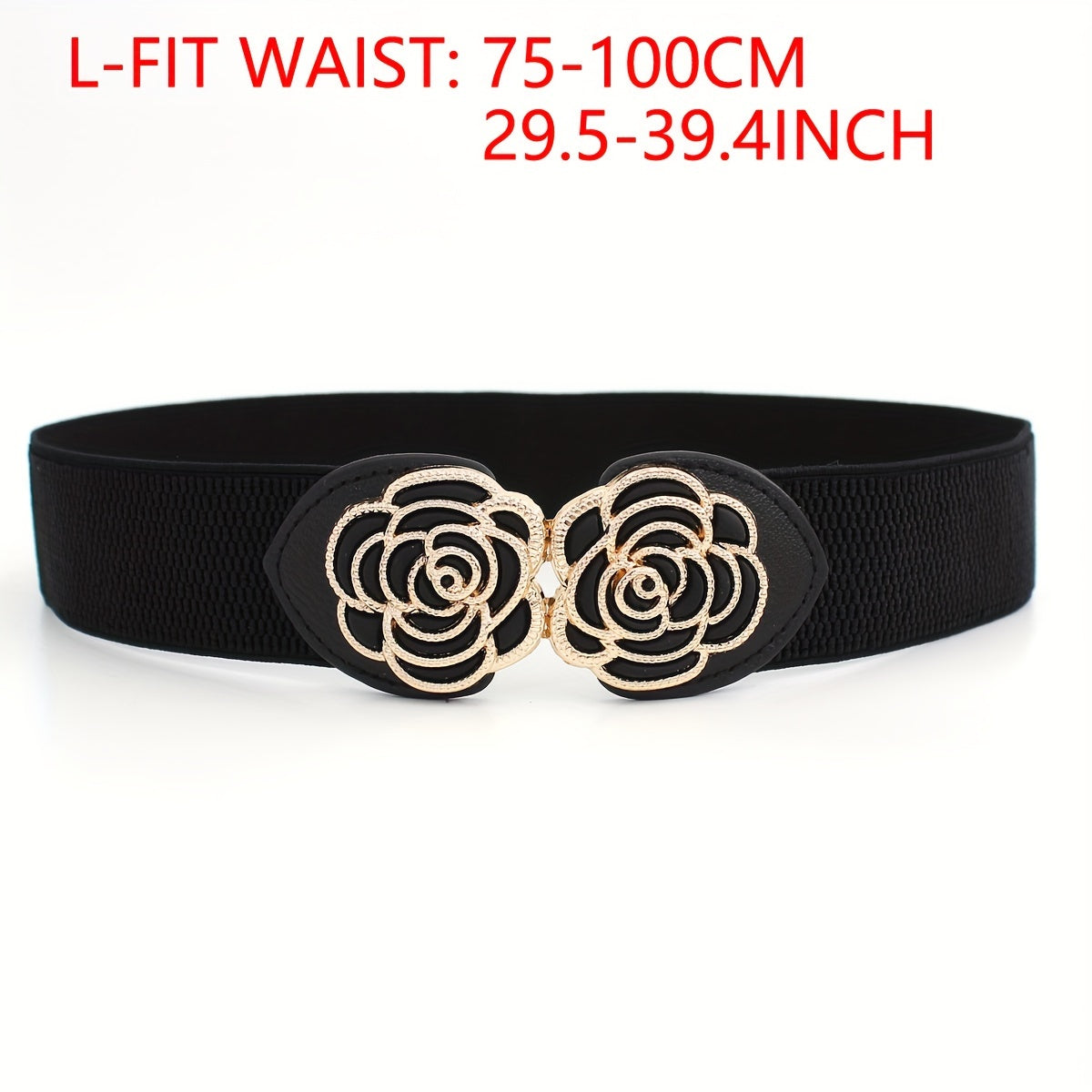 Vintage Stretch Wide Waist Belt For Women Dress Waistband Metal Leaf Buckle