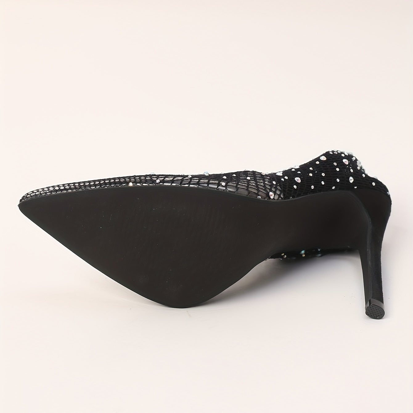 Women's Rhinestone Decor Stiletto Heels, Sexy Evening Party Street Style Pumps, Women's Breathable Mesh Heels