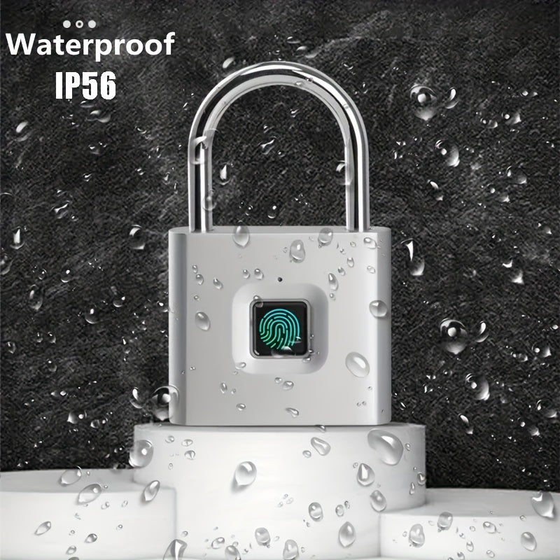 1pc Mini Smart Fingerprint Padlock, Small Portable Metal Security Antitheft Lock, Keyless USB Rechargeable Battery Suitcase Luggage Backbag Door Lock