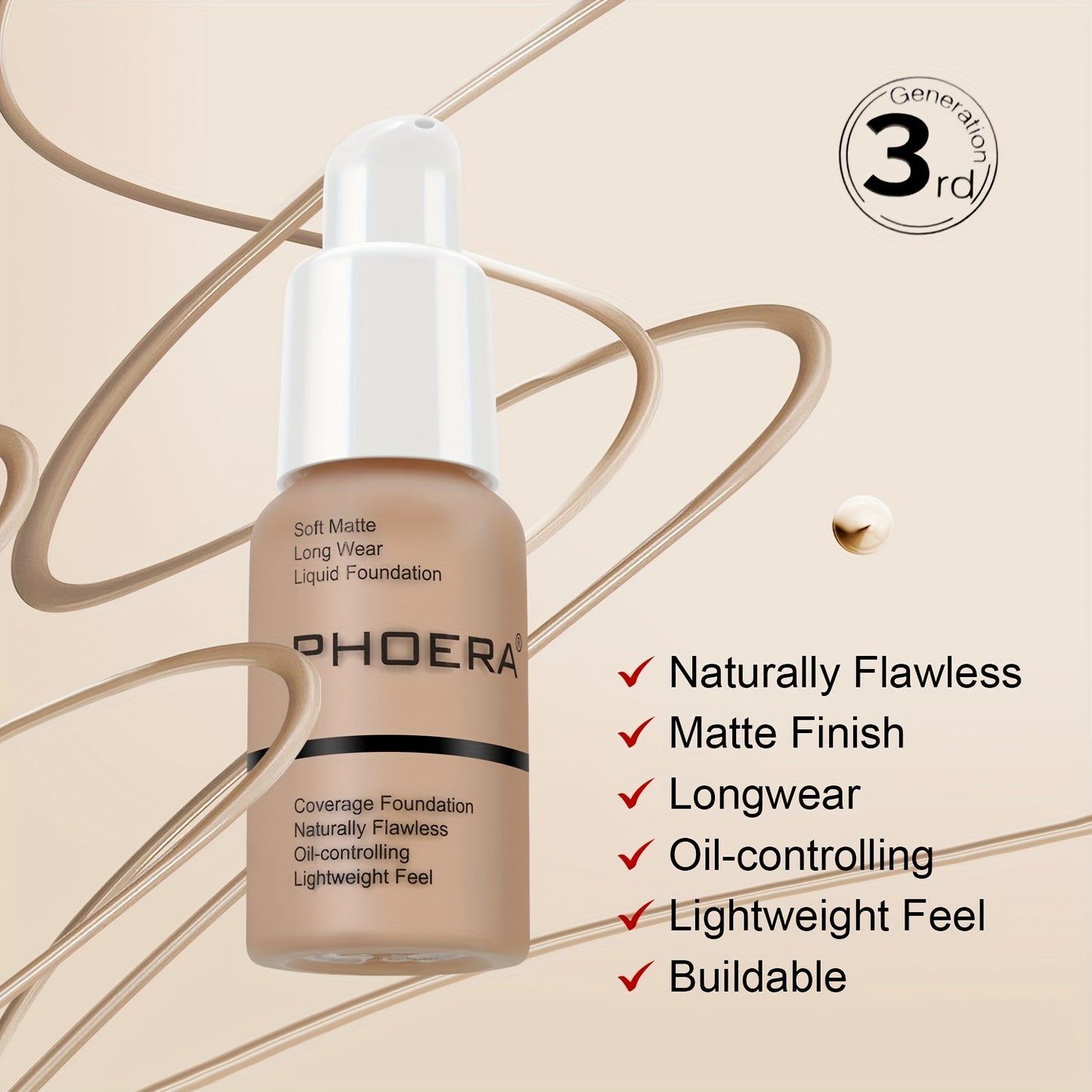 Radiant Glow Soft Matte Liquid Foundation - High Coverage, Flawless Finish, Long-lasting Highlighting Matte Effect