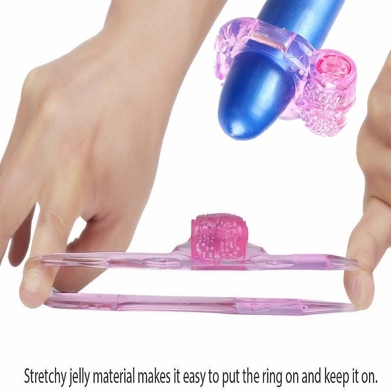 Butterfly Vibrating Cock Rings Silicone Penis Ring Vibrator Male Penis Extender Clitoral Stimulate Adults Sex Toys for Men