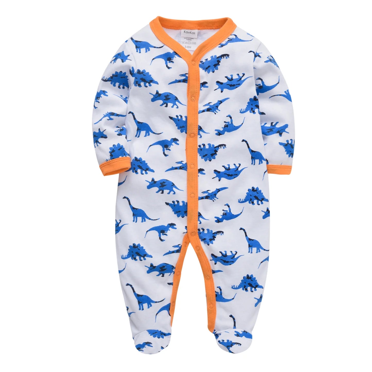 KAVKAS 1/3 Pcs Baby Boys Rompers Cartoon Print Overalls Cotton Infant Clothing Kids Jumpsuit Newborn Pajimas 0-3 Months