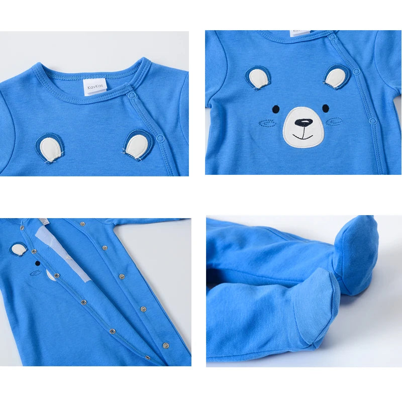 KAVKAS 1/3 Pcs Baby Boys Rompers Cartoon Print Overalls Cotton Infant Clothing Kids Jumpsuit Newborn Pajimas 0-3 Months
