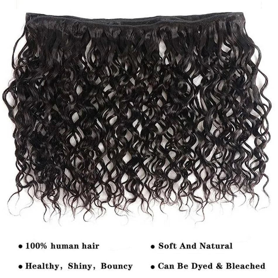Deep Wave Bundles with Frontal 100% Unprocessed Brazilian Virgin Human Hair 3 Bundles with 13x4 Lace Frontal Ear to Ear Frontal