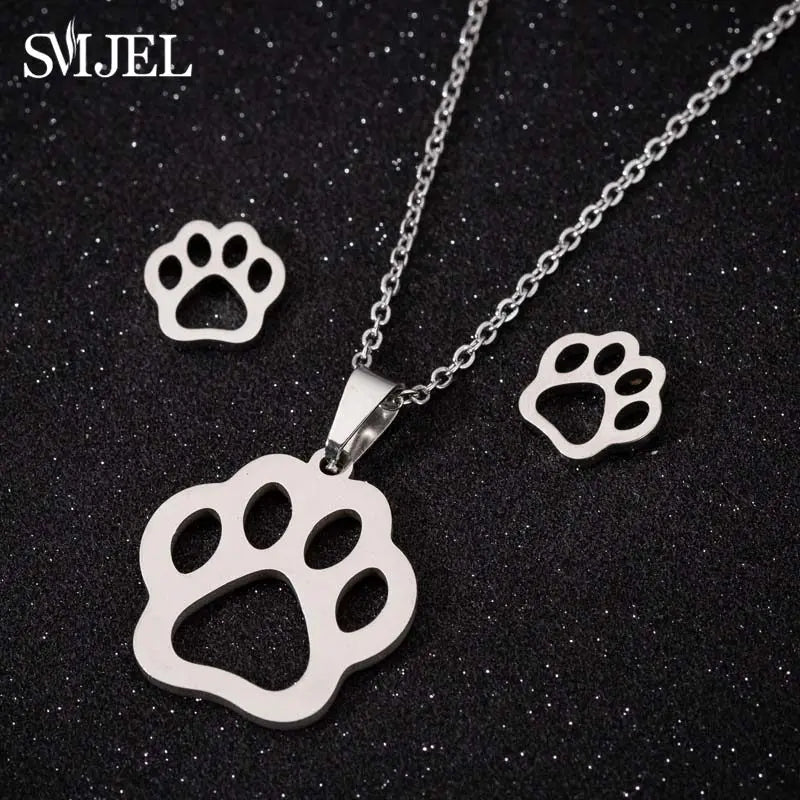 Fashion Stainless Steel Necklace Rabbit Earrings Women Cute Bunny Rabbit Unicorn Kitty Charm Necklace Easter Jewelry Gifts