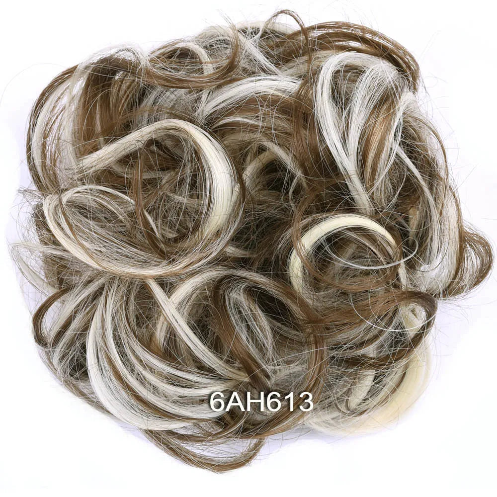 Synthetic Messy Bun Hair Piece Scrunchie Donut Tousled Flexible Hair Bun Straight Chignon Wig Accessory Updo Bun Hair