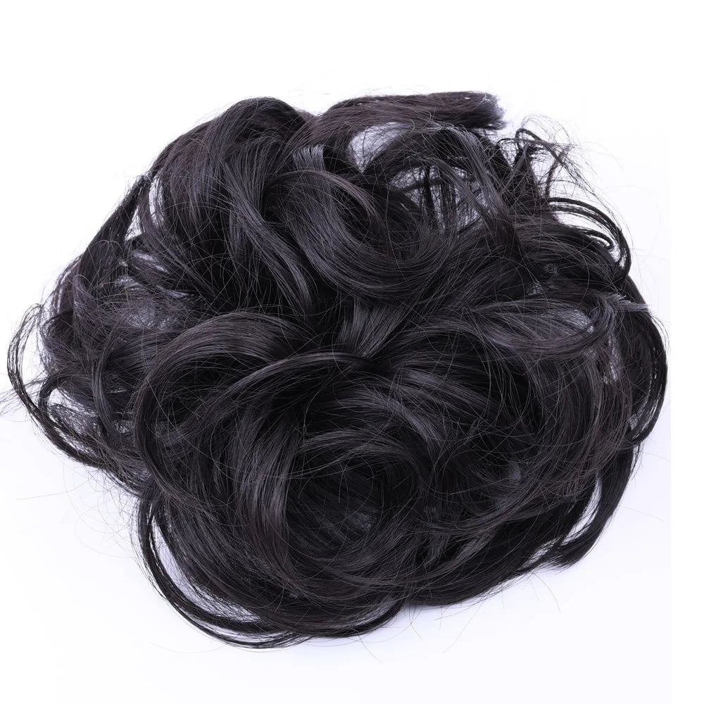 Synthetic Messy Bun Hair Piece Scrunchie Donut Tousled Flexible Hair Bun Straight Chignon Wig Accessory Updo Bun Hair