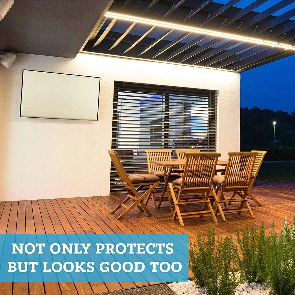 Off-White Premium Waterproof Outdoor TV Protective Cover 55 To 58 Inches, Weatherproof Outdoor TV Housing