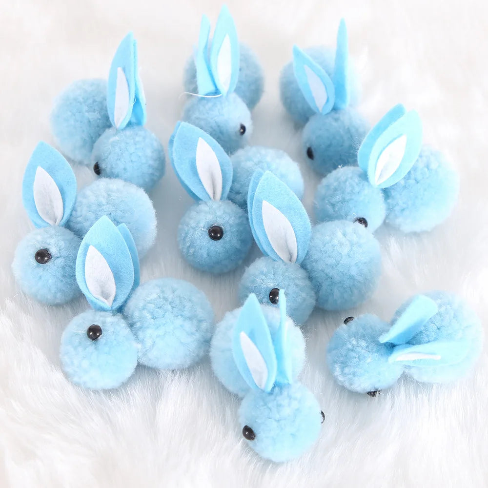 10pcs/lot DIY Handwork Bunny Accessories Easter Bunny Useful Easter Decoration Supplies Blue Pink Grey White Plush Mini Rabbits