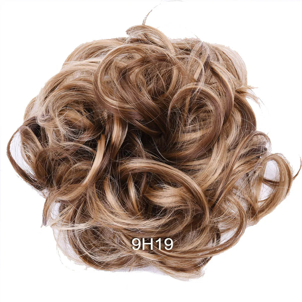 Synthetic Messy Bun Hair Piece Scrunchie Donut Tousled Flexible Hair Bun Straight Chignon Wig Accessory Updo Bun Hair