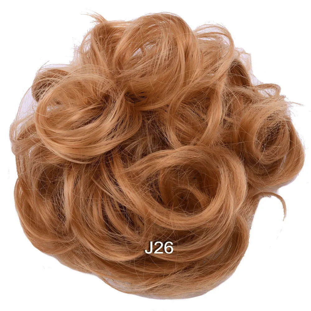 Synthetic Messy Bun Hair Piece Scrunchie Donut Tousled Flexible Hair Bun Straight Chignon Wig Accessory Updo Bun Hair