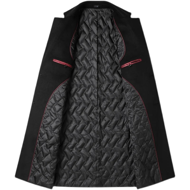2023 Winter Wool Coat Men Fashion Long Wool Blends England Style Business Casual Trench Coat Men Solid Thick Wool Coats Jackets