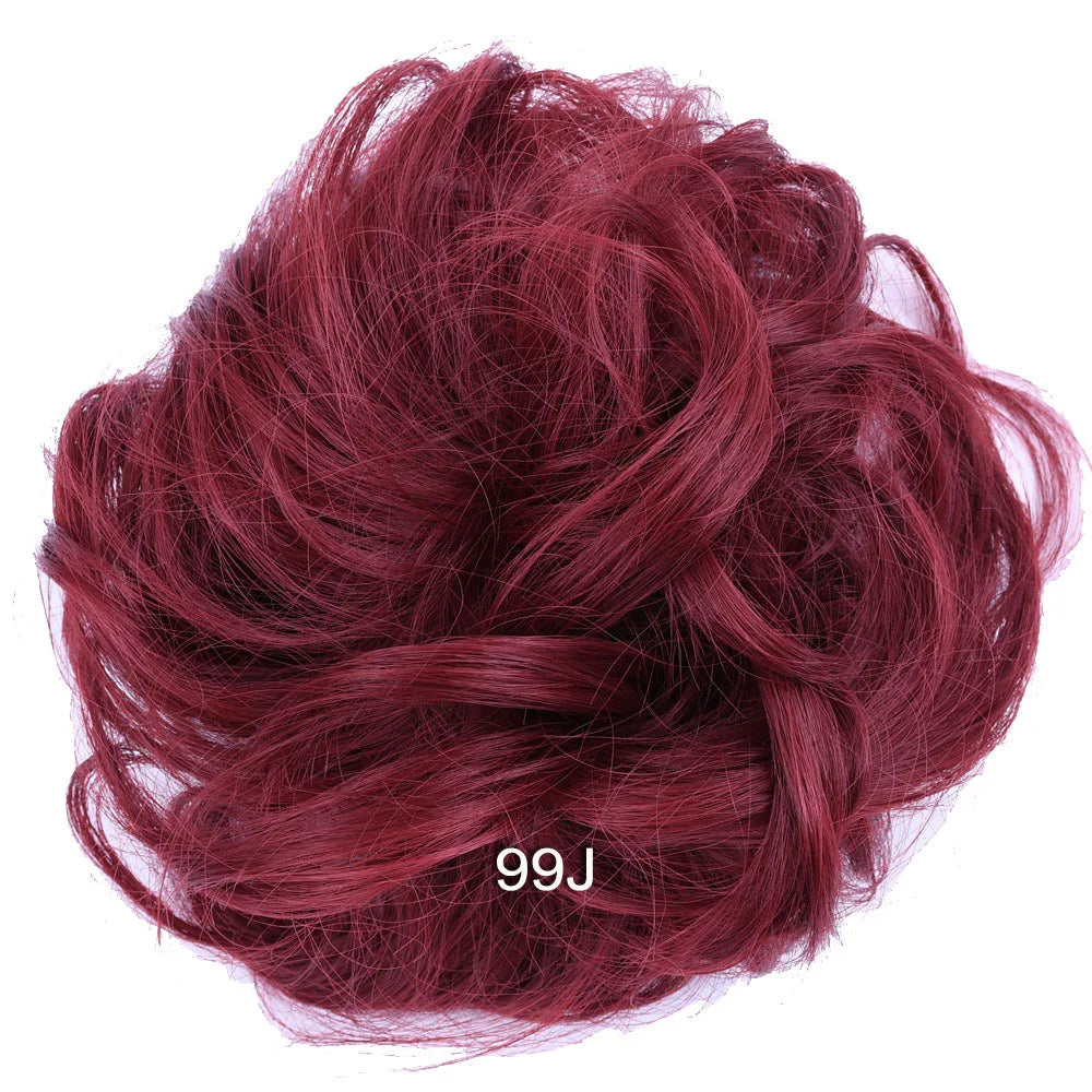 Synthetic Messy Bun Hair Piece Scrunchie Donut Tousled Flexible Hair Bun Straight Chignon Wig Accessory Updo Bun Hair