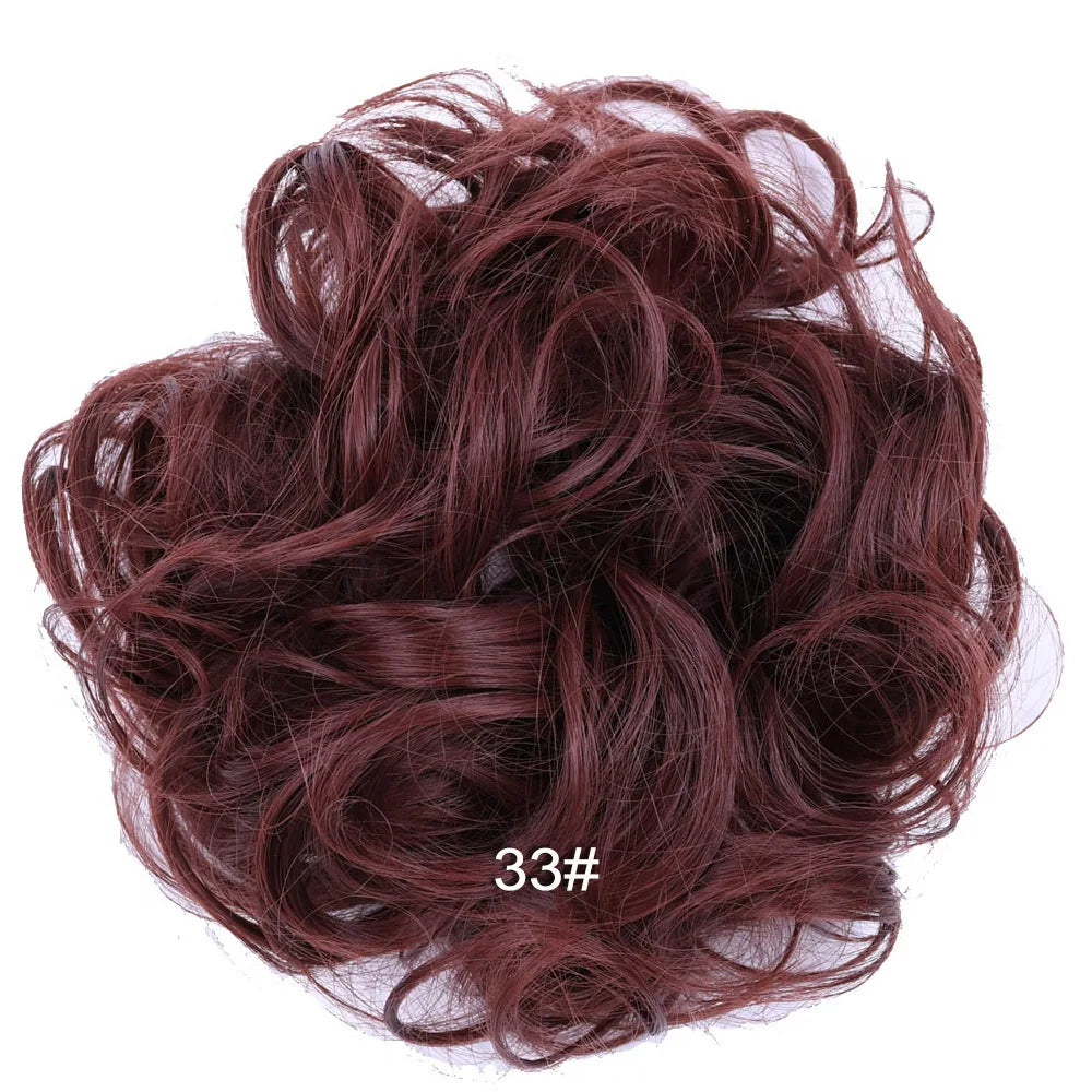 Synthetic Messy Bun Hair Piece Scrunchie Donut Tousled Flexible Hair Bun Straight Chignon Wig Accessory Updo Bun Hair