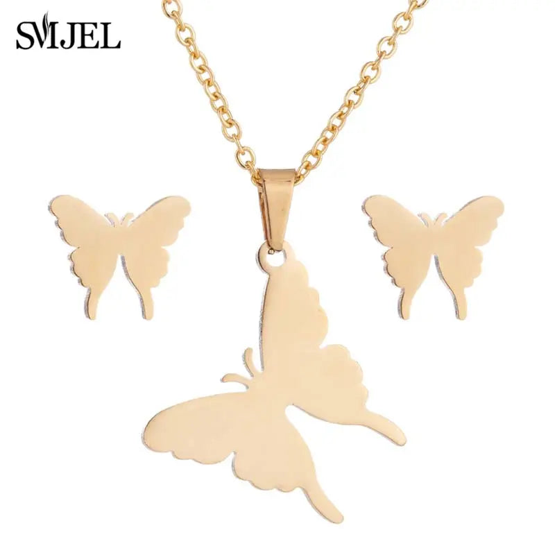 Fashion Stainless Steel Necklace Rabbit Earrings Women Cute Bunny Rabbit Unicorn Kitty Charm Necklace Easter Jewelry Gifts