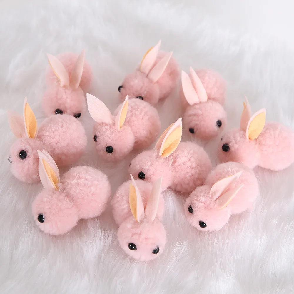 10pcs/lot DIY Handwork Bunny Accessories Easter Bunny Useful Easter Decoration Supplies Blue Pink Grey White Plush Mini Rabbits