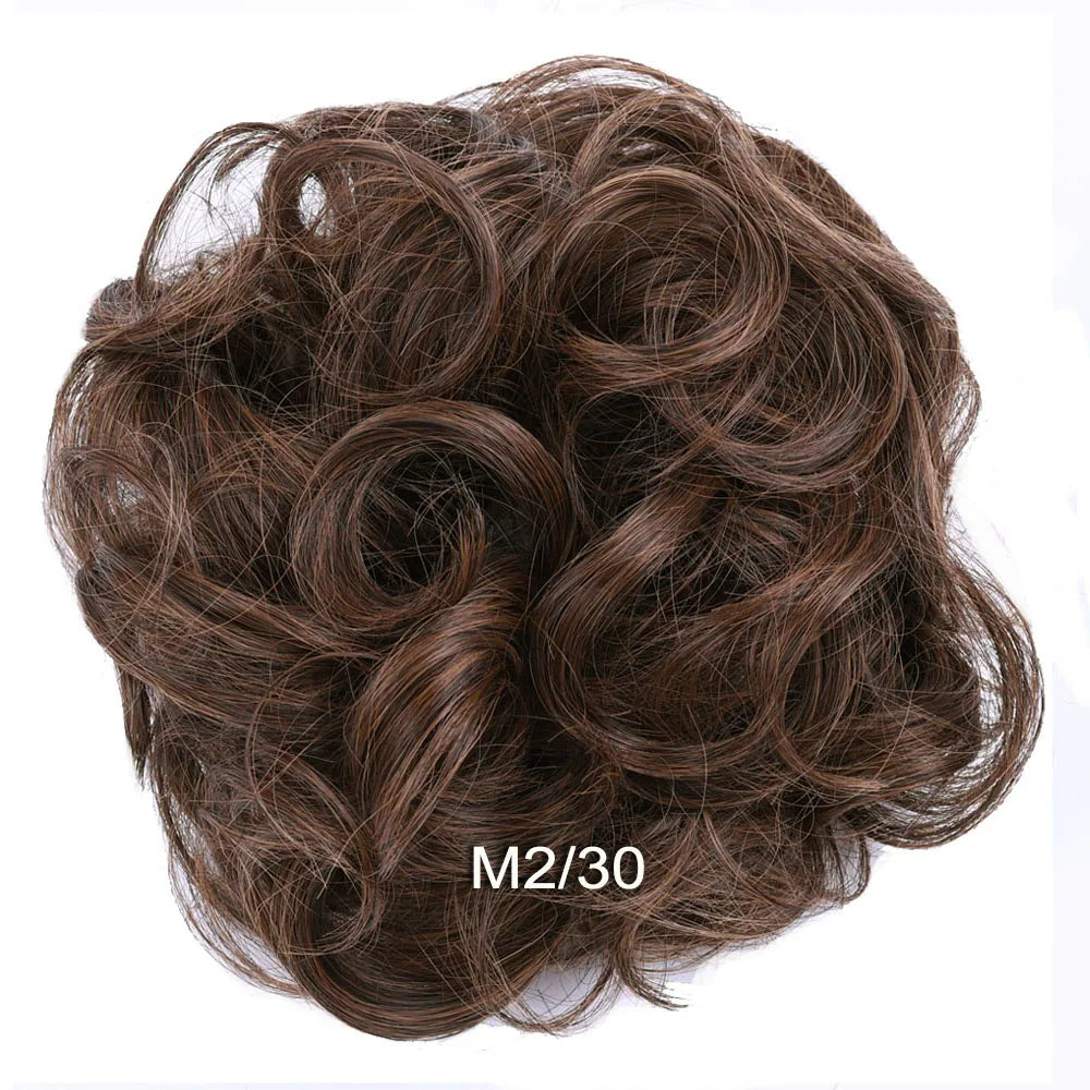 Synthetic Messy Bun Hair Piece Scrunchie Donut Tousled Flexible Hair Bun Straight Chignon Wig Accessory Updo Bun Hair