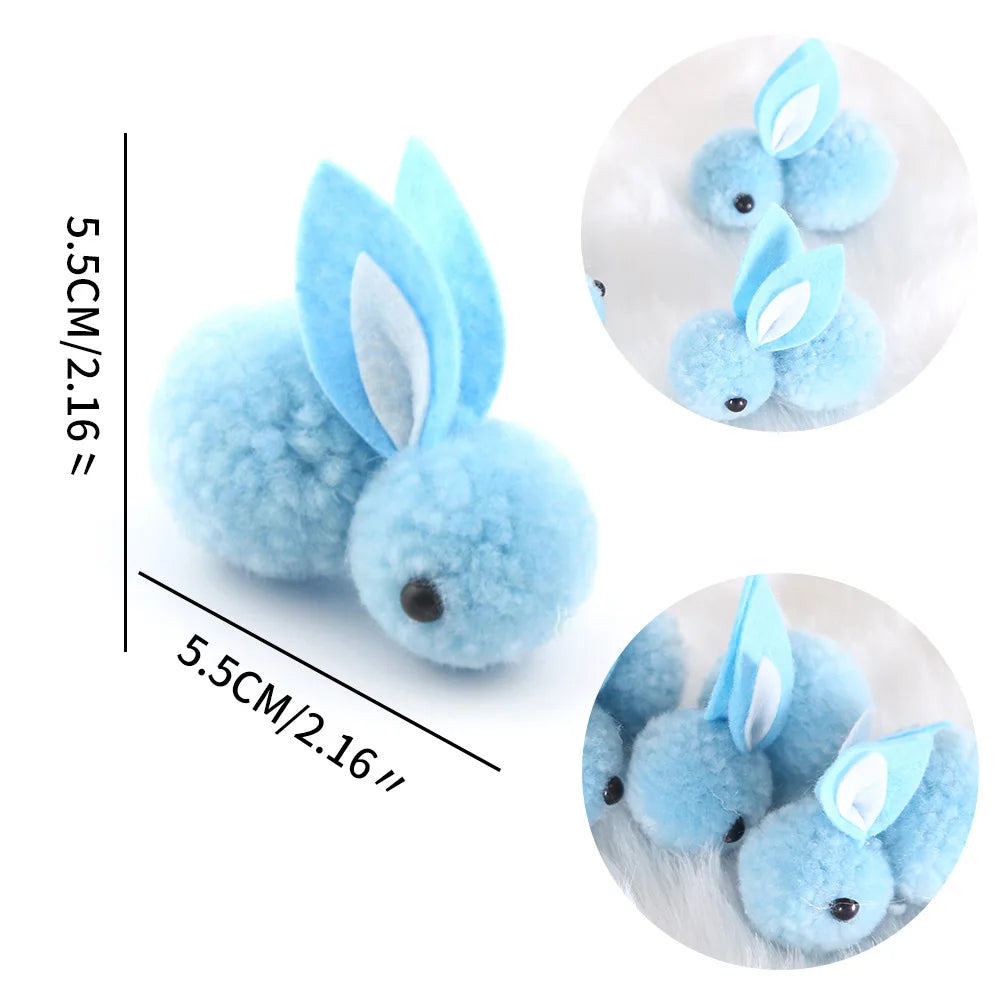 10pcs/lot DIY Handwork Bunny Accessories Easter Bunny Useful Easter Decoration Supplies Blue Pink Grey White Plush Mini Rabbits