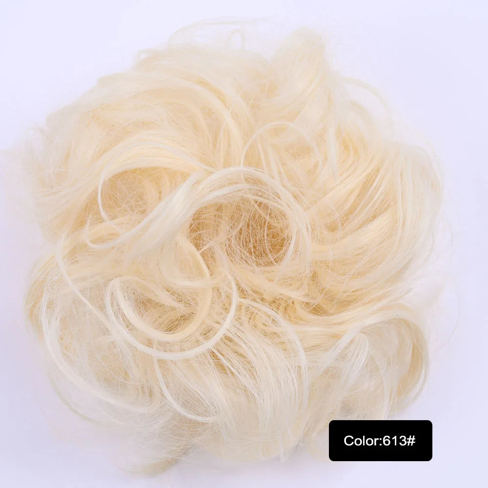 Synthetic Messy Bun Hair Piece Scrunchie Donut Tousled Flexible Hair Bun Straight Chignon Wig Accessory Updo Bun Hair