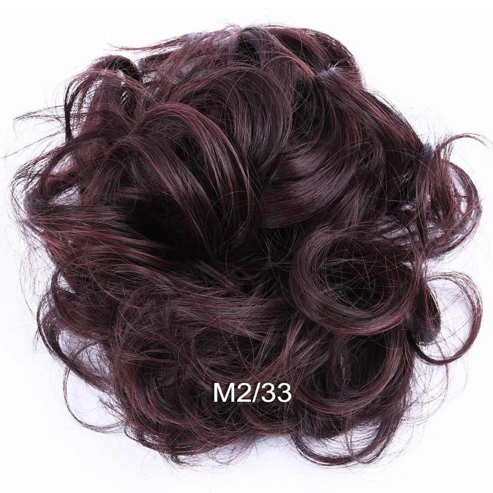 Synthetic Messy Bun Hair Piece Scrunchie Donut Tousled Flexible Hair Bun Straight Chignon Wig Accessory Updo Bun Hair